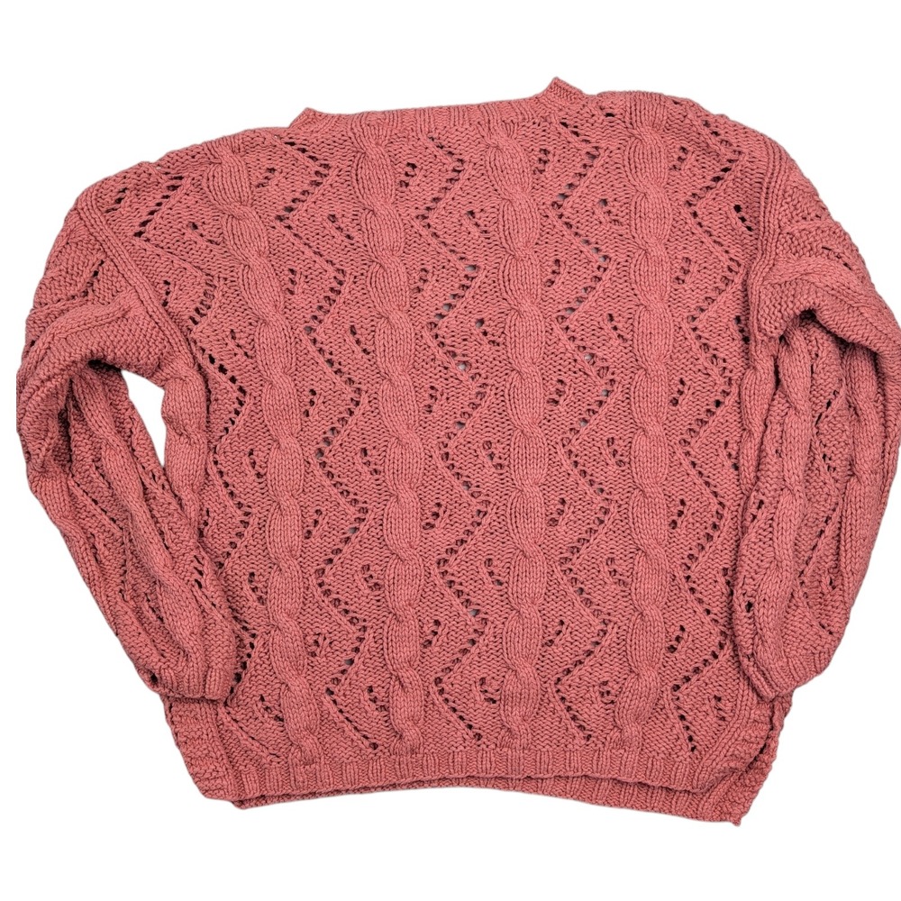 Ballinger‎ Gold Women's Silk Cable Knit Sweater Coral Size S 100% Silk - Picture 7 of 8